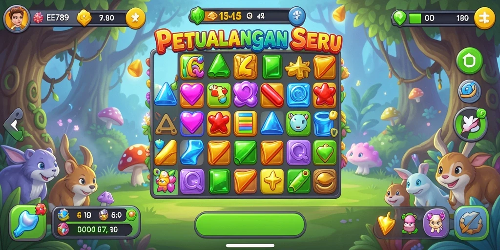 Gameplay seru dalam EE789 yang penuh tantangan Match-3.